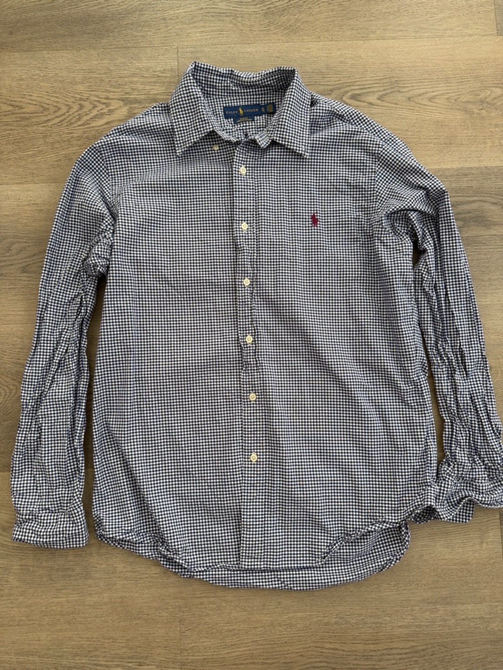 Men’s Polo by Ralph Lauren Navy and White Gingham Button-Down Shirt